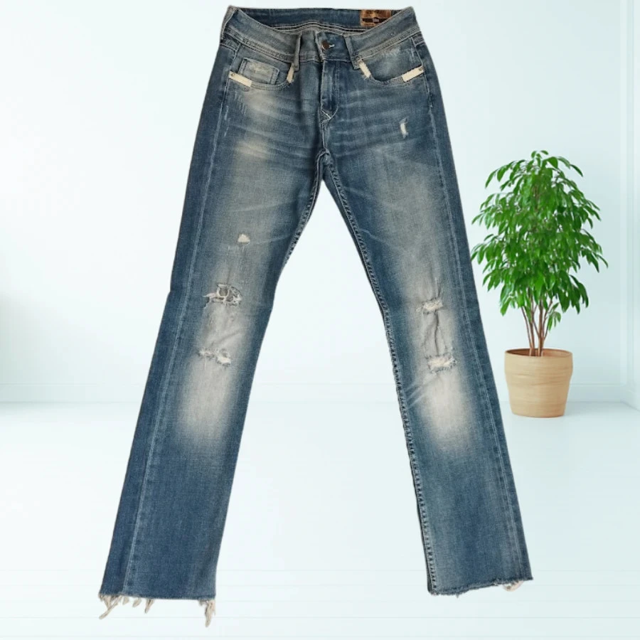 Kaporal suede model jeans - slim fit destroy - low waist - stretchy - light blue - Size 36 – photo 8